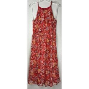 The General Good Soraya Floral Halter Midi Dress PS Red 0663